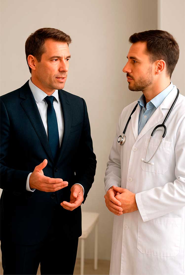 Profissionais a conversar